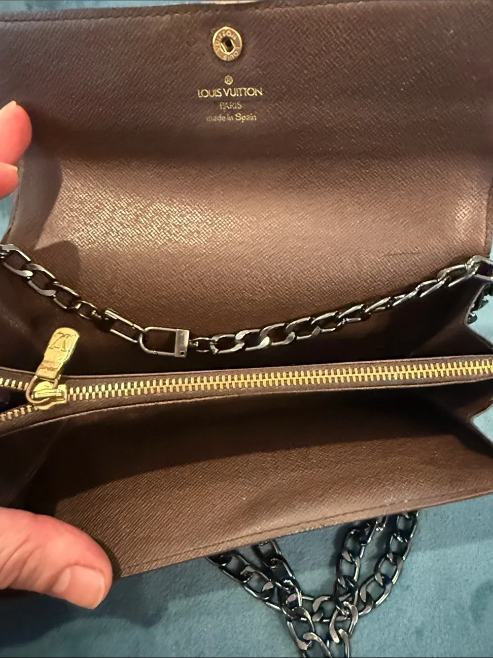 Classic Brown Checkered Crossbody Clutch